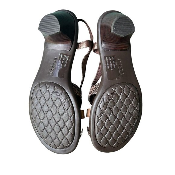 Aravon by New Balance Sandals Metallic Bronze Brown Leather Kitten Heel 7.5 AA - Picture 7 of 13